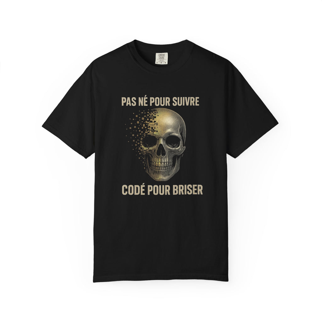 Skull Graphic T-Shirt RebelMind™— "Pas Né Pour Suivre, Codé Pour Briser" - RebelMind.