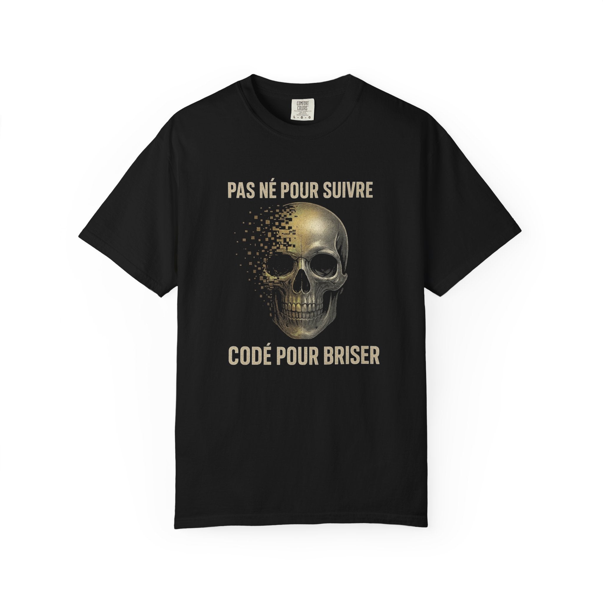 Skull Graphic T-Shirt RebelMind™— "Pas Né Pour Suivre, Codé Pour Briser" - RebelMind.