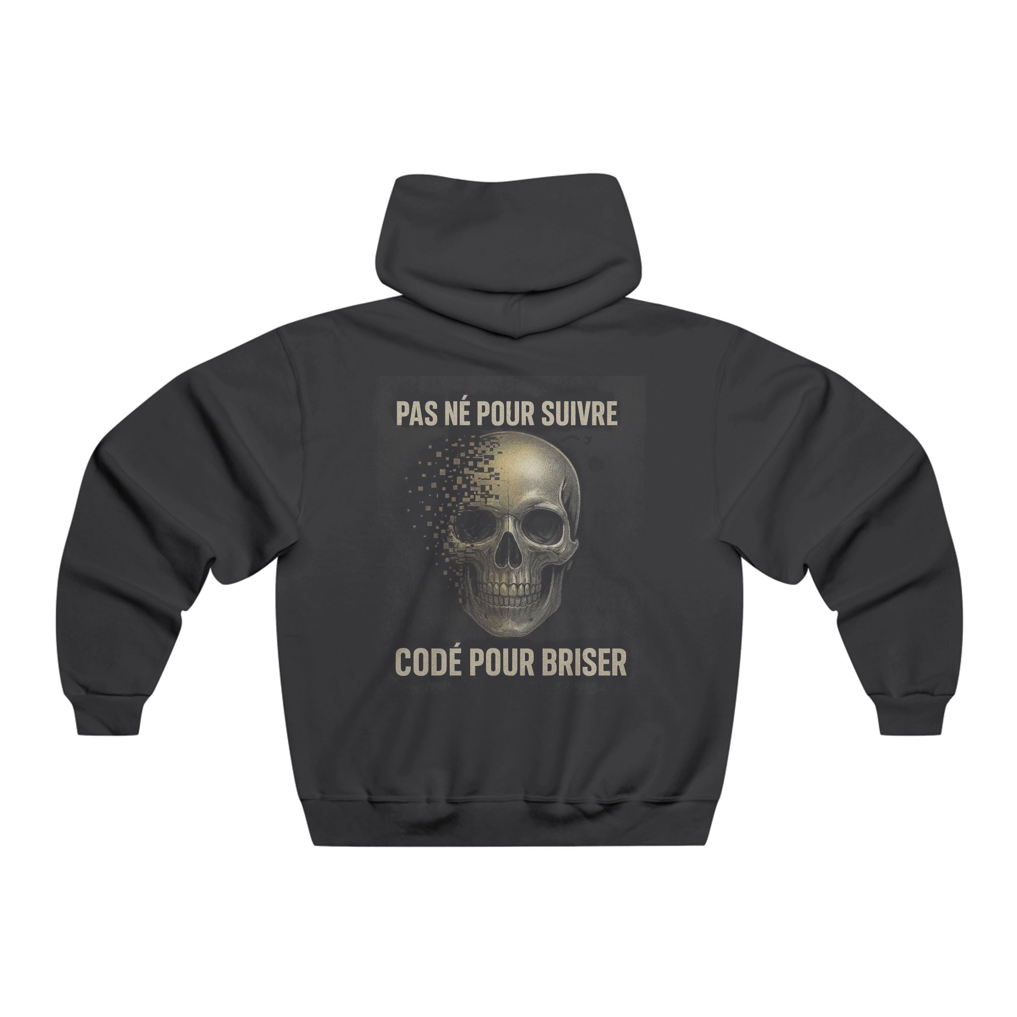 RebelMind Skull Hoodie — "Pas Né Pour Suivre, Codé Pour Briser" Graphic Sweatshirt - RebelMind.