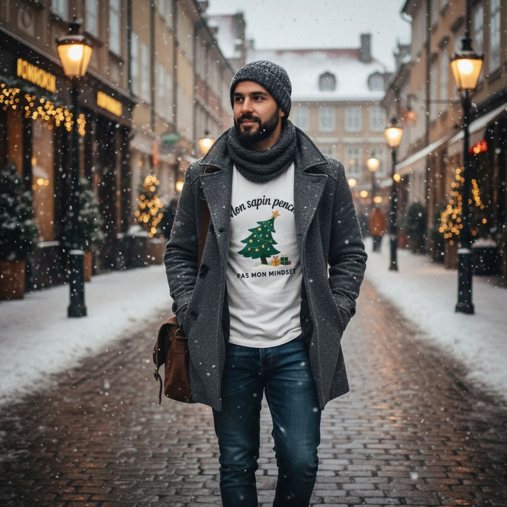 Festive Christmas Long Sleeve T-Shirt with Playful Holiday Design - RebelMind.