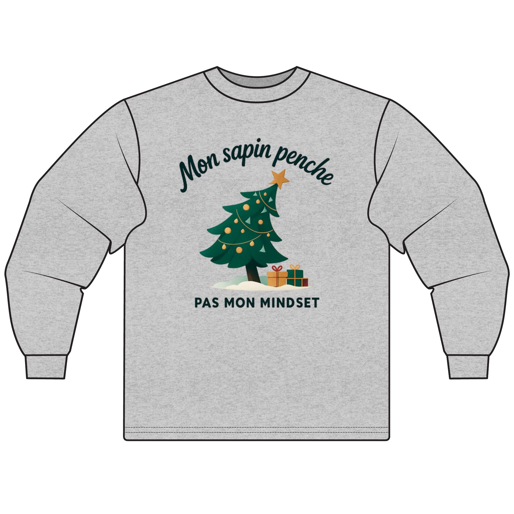 Festive Christmas Long Sleeve T-Shirt with Playful Holiday Design - RebelMind.