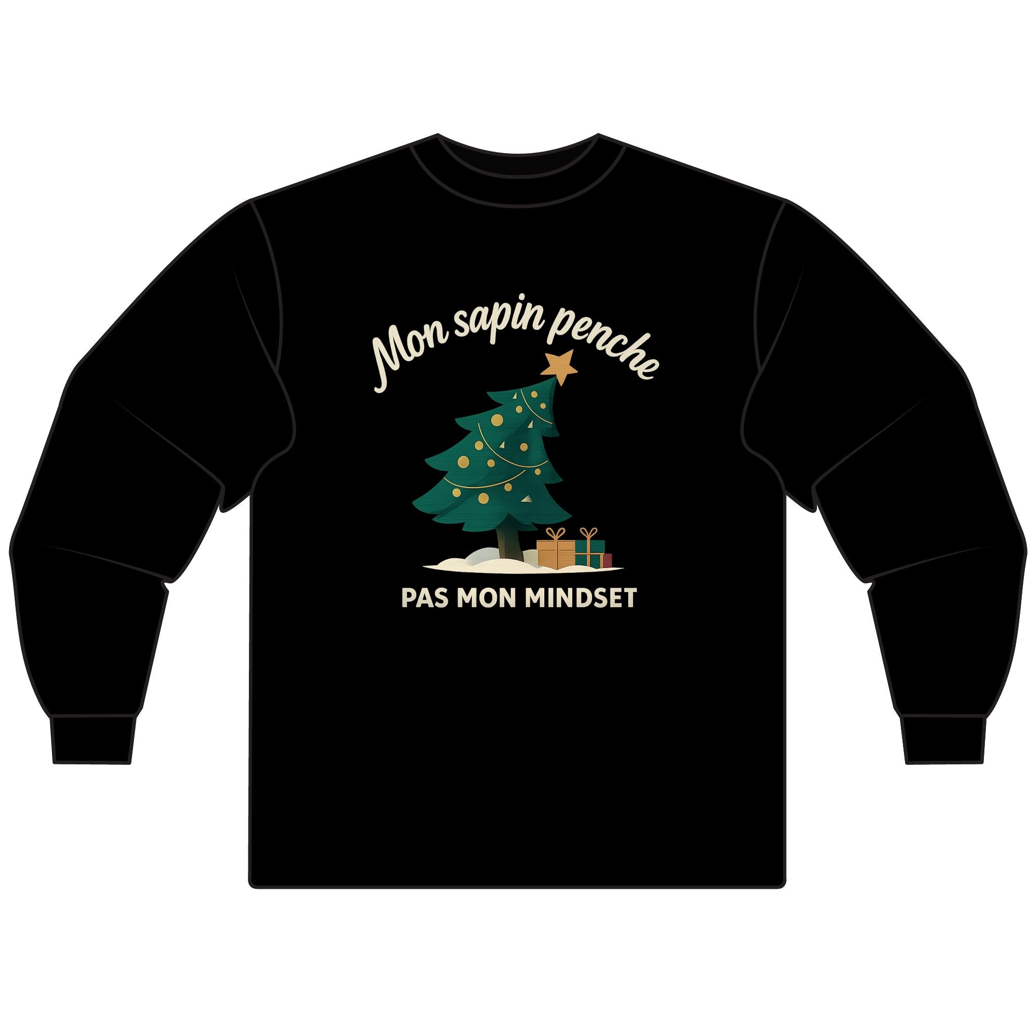 Festive Christmas Long Sleeve T-Shirt with Playful Holiday Design - RebelMind.